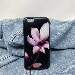 iPhone 6s Plus Case Purple Floral Silicone Glossy Cover NEW